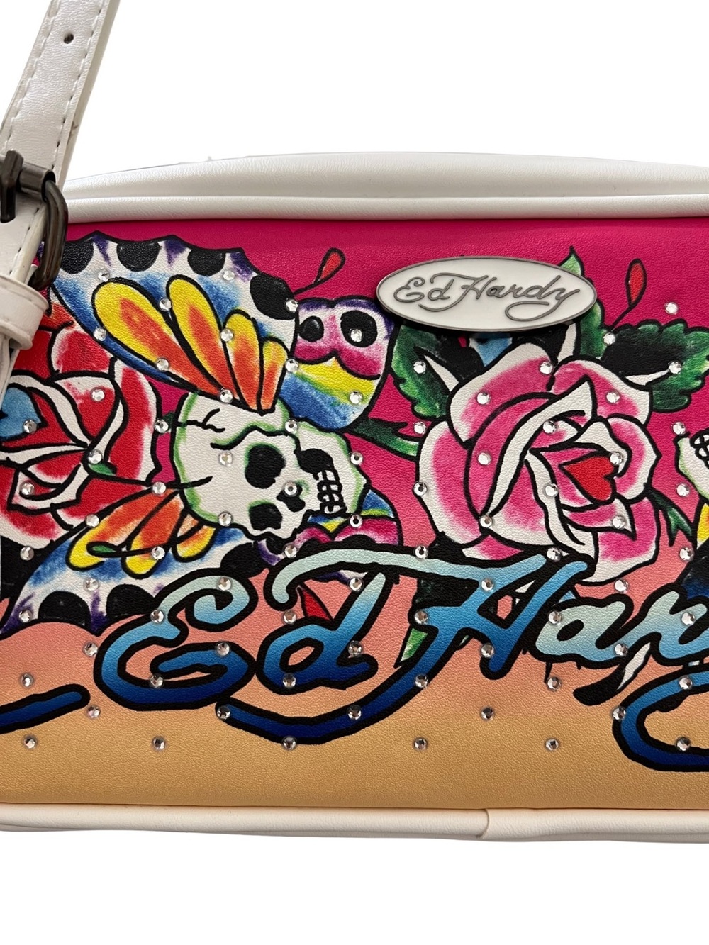 Ed Hardy Pink Multicolor Tattoo-Print Crossbody Bag